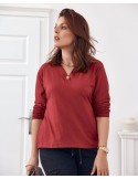 Classic burgundy V-neck blouse FG561 - Online store - Boutique